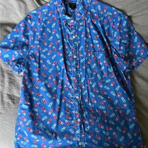 J Crew Shirt Mens Ice Pop Print Summer Button Down Short Sleeve - Sz Medium
